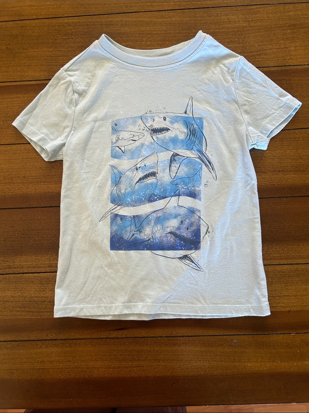 Cat & Jack White Tee with Blue Shark Panel Graphic